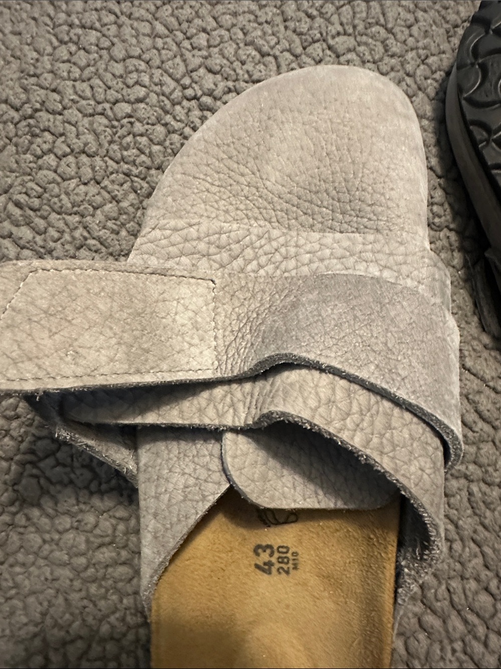 Birkenstock Light Gray Suede Slip-On Clogs with Strap - Picture 6 of 6